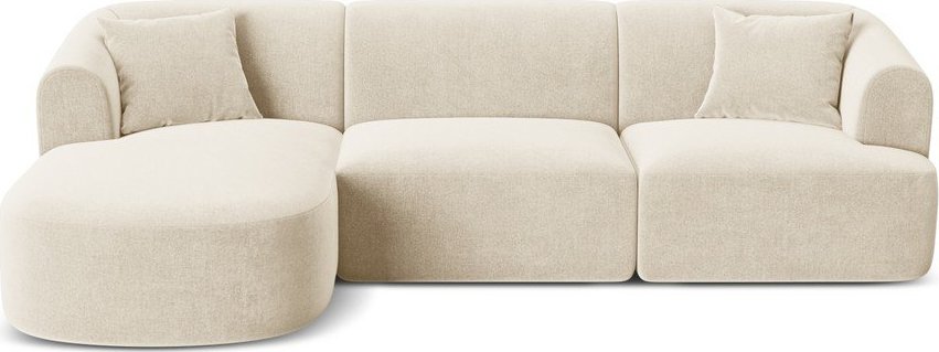 Béžová sametová rohová pohovka (levý roh/s lenoškou) Campi – Cosmopolitan Design Cosmopolitan design