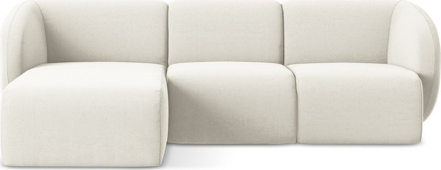 Béžová sametová rohová pohovka (levý roh/s lenoškou) Lani – Makamii Makamii