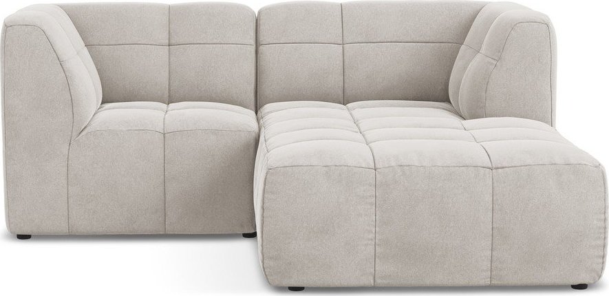 Béžová sametová rohová pohovka (pravý roh/s lenoškou) Aloha – Makamii Makamii