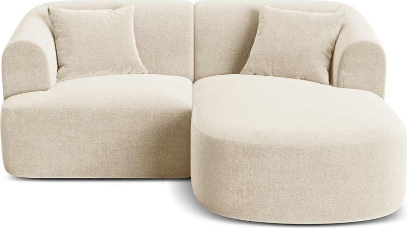 Béžová sametová rohová pohovka (pravý roh/s lenoškou) Campi – Cosmopolitan Design Cosmopolitan design