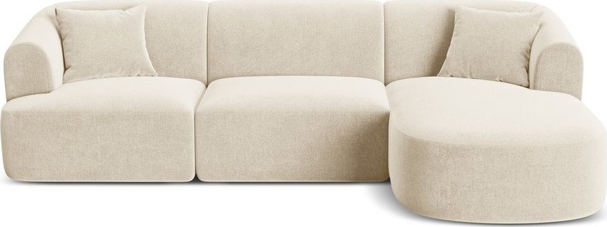 Béžová sametová rohová pohovka (pravý roh/s lenoškou) Campi – Cosmopolitan Design Cosmopolitan design