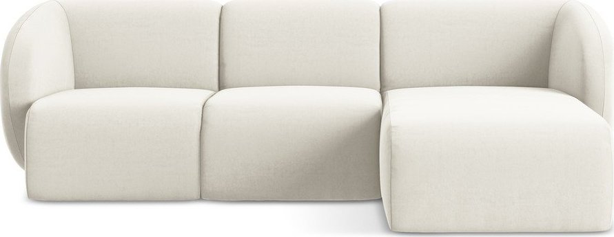 Béžová sametová rohová pohovka (pravý roh/s lenoškou) Lani – Makamii Makamii