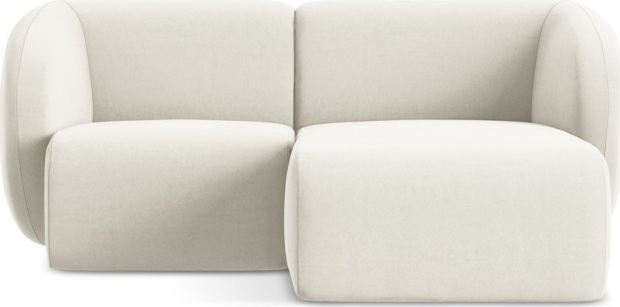 Béžová sametová rohová pohovka (pravý roh/s lenoškou) Lani – Makamii Makamii