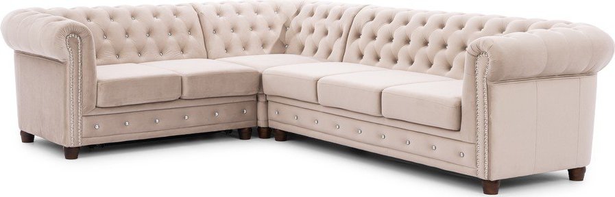 Béžová sametová rozkládací rohová pohovka (levý roh/do L) York Blik – Ropez Ropez