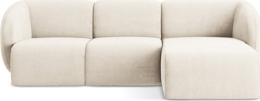 Béžová žinylková rohová pohovka (pravý roh/s lenoškou) Lani – Makamii Makamii