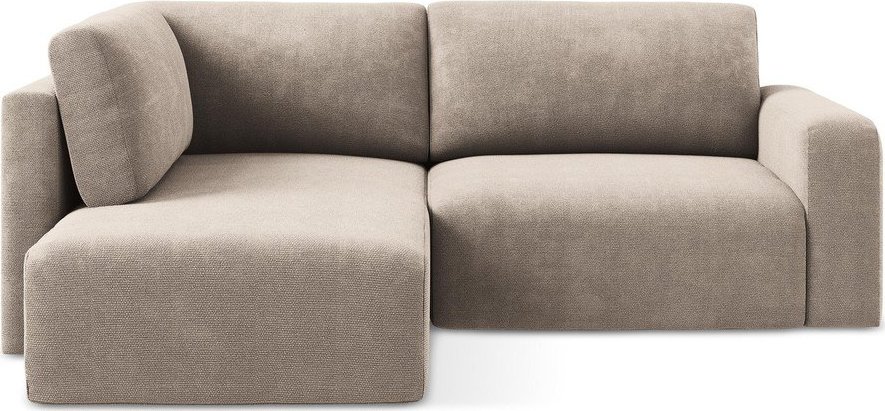 Béžová žinylková rozkládací/s úložným prostorem rohová pohovka (levý roh/do L) Kona – Makamii Makamii