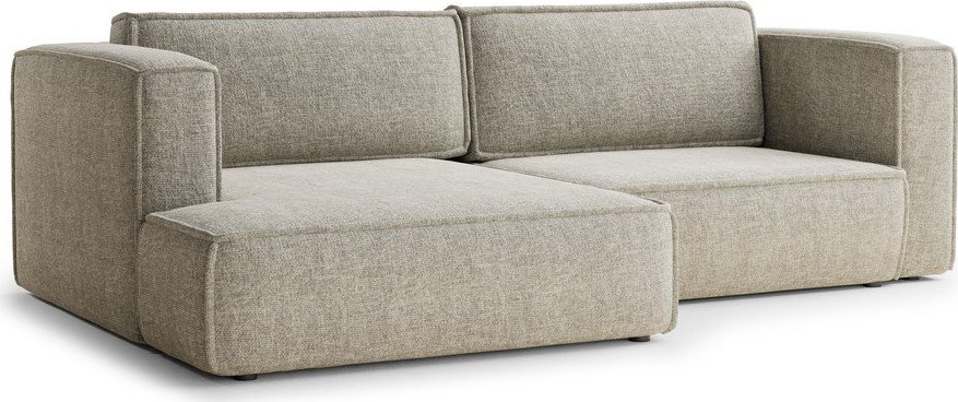 Béžová žinylková rozkládací/s úložným prostorem rohová pohovka (levý roh/s lenoškou) Velto – Maison de Rêve Maison de Reve