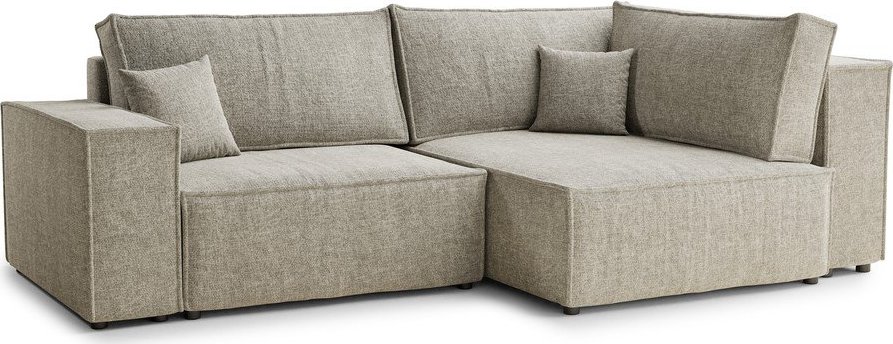 Béžová žinylková rozkládací/s úložným prostorem rohová pohovka (pravý roh/do L) Tonga – Maison de Rêve Maison de Reve