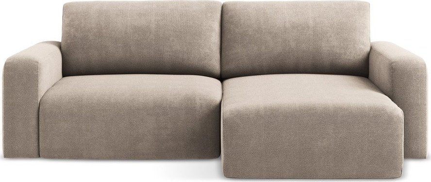 Béžová žinylková rozkládací/s úložným prostorem rohová pohovka (pravý roh/s lenoškou) Kona – Makamii Makamii