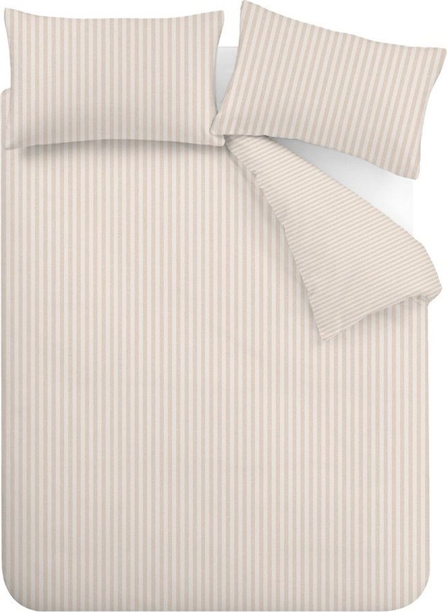 Béžové 3dílné povlečení na dvoulůžko/prodloužené 230x220 cm Epping Textured Stripe – Catherine Lansfield Catherine Lansfield