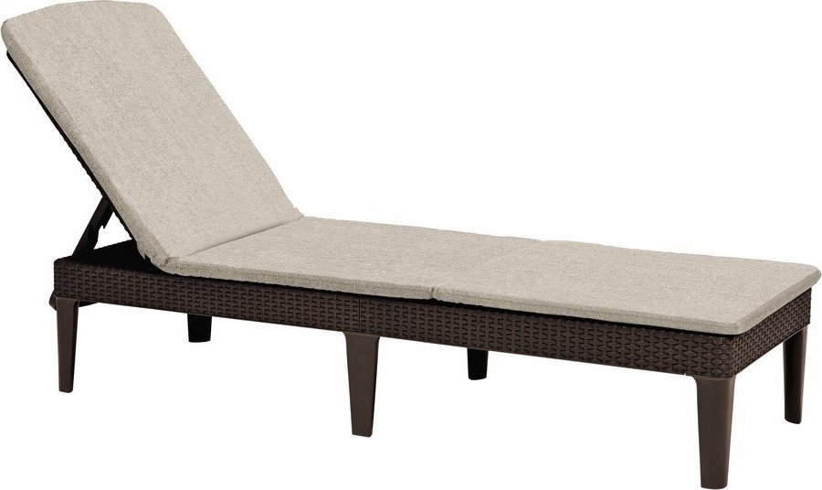 Béžové plastové/polstrované polohovací zahradní lehátko Jaipur – Keter Keter