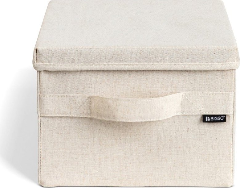 Béžový látkový úložný box s víkem 27x36x19 cm Soft Storage Small – Bigso Bigso
