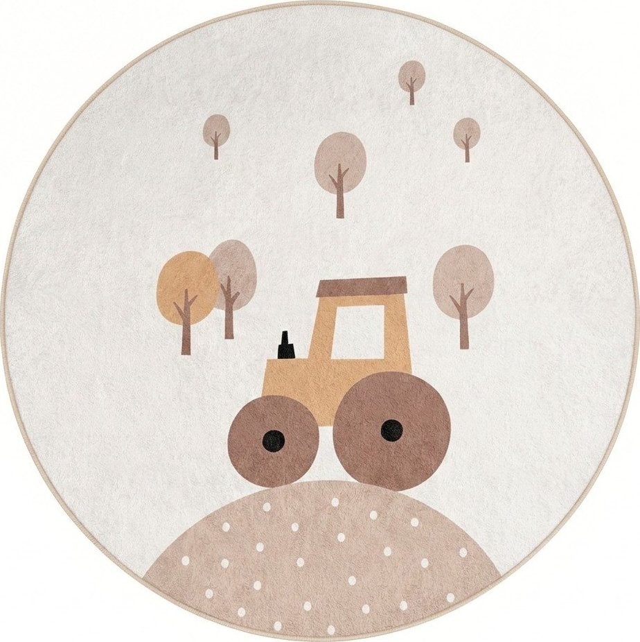 Béžový pratelný dětský koberec ø120 cm Tractor World – Mila Home Mila Home