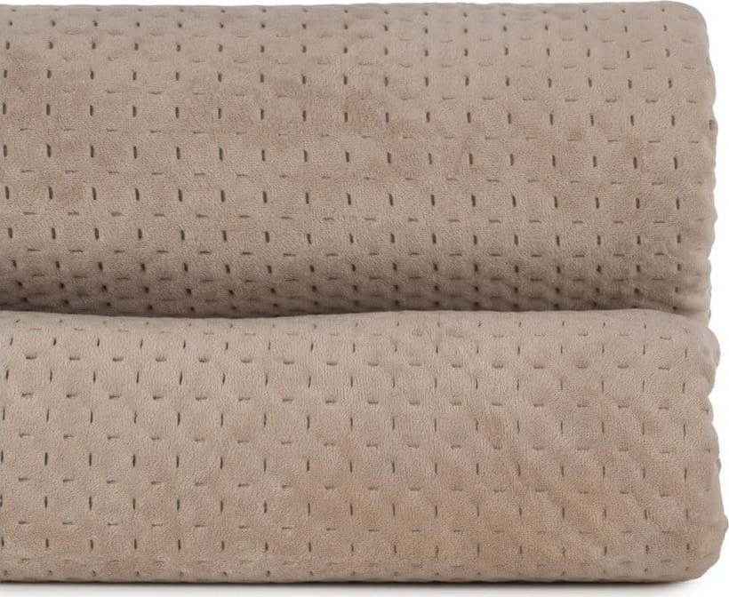 Béžový sametový prošívaný přehoz 240x260 cm – Ixia Ixia