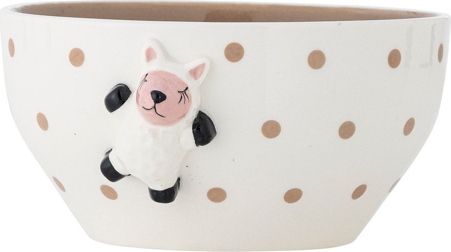 Bílá/hnědá dětská miska z kameniny ø 14 cm Dolly – Bloomingville Mini Bloomingville Mini
