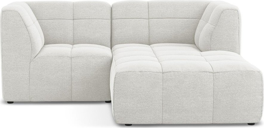 Bílá rohová pohovka z textilie bouclé (pravý roh/s lenoškou) Aloha – Makamii Makamii