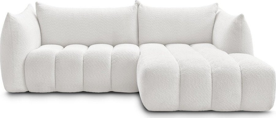 Bílá rohová pohovka z textilie bouclé (pravý roh/s lenoškou) Azra – Bobochic Paris Bobochic Paris