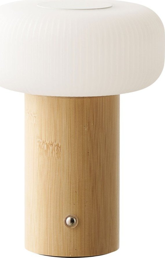 Bílá/v přírodní barvě bambusová stolní lampa s plastovým stínidlem (výška 18 cm) Stafford – House Nordic House Nordic