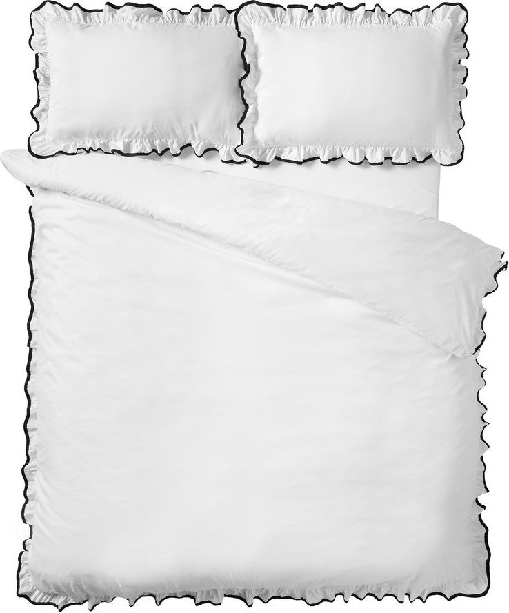 Bílé 3dílné povlečení na dvoulůžko 200x200 cm So Soft Mono Frill – Catherine Lansfield Catherine Lansfield