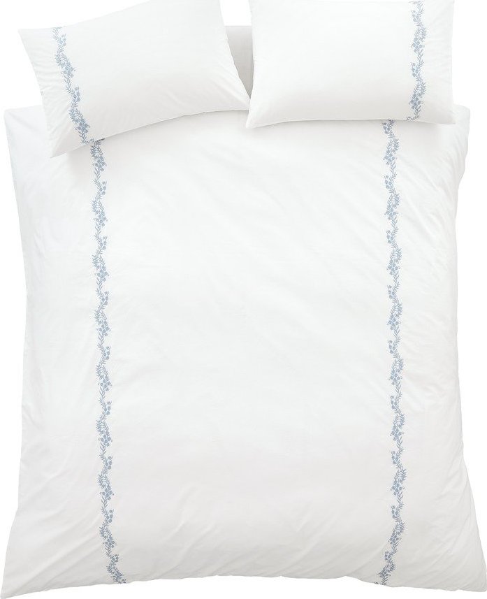 Bílé 3dílné povlečení na dvoulůžko z bavlněného perkálu 200x200 cm Camille Embroidered Floral – Bianca Bianca