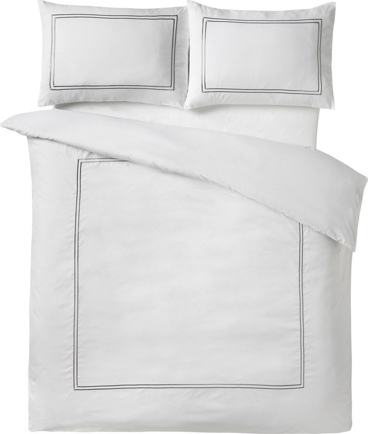 Bílé 3dílné saténové povlečení na dvoulůžko 200x200 cm So Soft Mono Satin Stitch – Catherine Lansfield Catherine Lansfield
