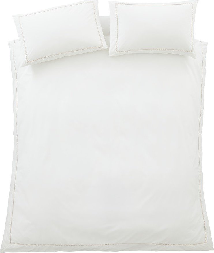 Bílé/béžové povlečení na jednolůžko z bavlněného perkálu 135x200 cm Contrast Trim – Bianca Bianca