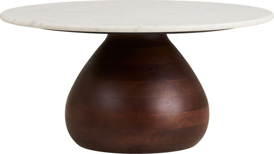 Bílý/v tmavě přírodní barvě kulatý konferenční stolek s mramorovou deskou ø 70 cm Heide – House Nordic House Nordic
