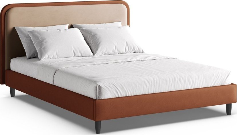 Čalouněná dvoulůžková postel s roštem 160x200 cm v cihlové barvě Aveline – Micadoni Micadoni
