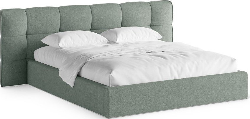 Čalouněná dvoulůžková postel s úložným prostorem s roštem 200x200 cm v mentolové barvě Eric – Micadoni Micadoni
