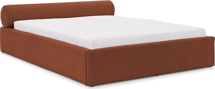 Čalouněná dvoulůžková postel s úložným prostorem s roštem 200x200 cm v terakotové barvě Cille – Ropez Ropez