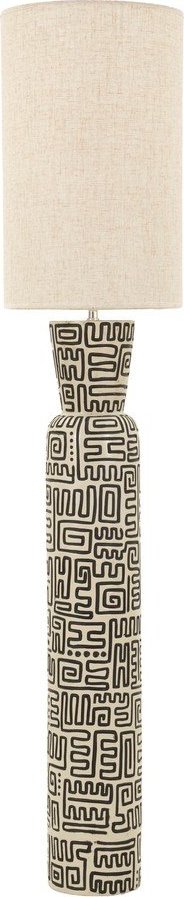 Černá/krémová stojací lampa s textilním stínidlem (výška 145 cm) Nairobi – Mauro Ferretti Mauro Ferretti