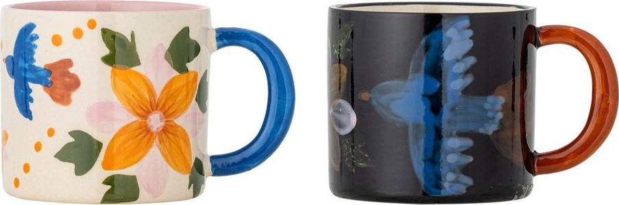 Černé/béžové keramické hrnky v sadě 2 ks 300 ml Maricala – Bloomingville Bloomingville