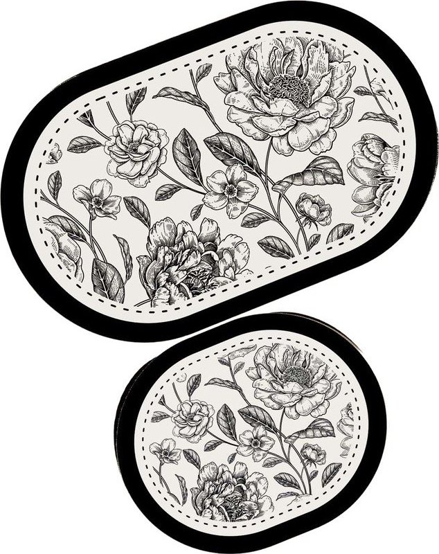 Černobílé koupelnové předložky v sadě 2 ks 60x100 cm Rasse – Foutastic Foutastic