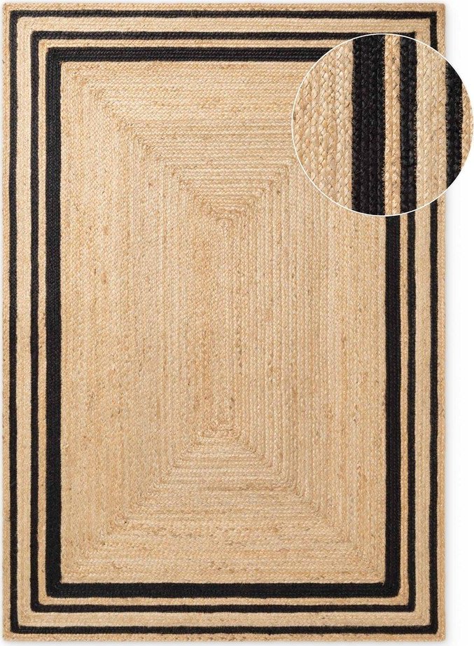 Černý/v přírodní barvě oboustranný/ručně tkaný jutový koberec 120x170 cm Jutta – Hanse Home Hanse Home