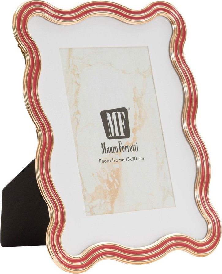 Červený/ve zlaté barvě kovový/skleněný stojací rámeček 17