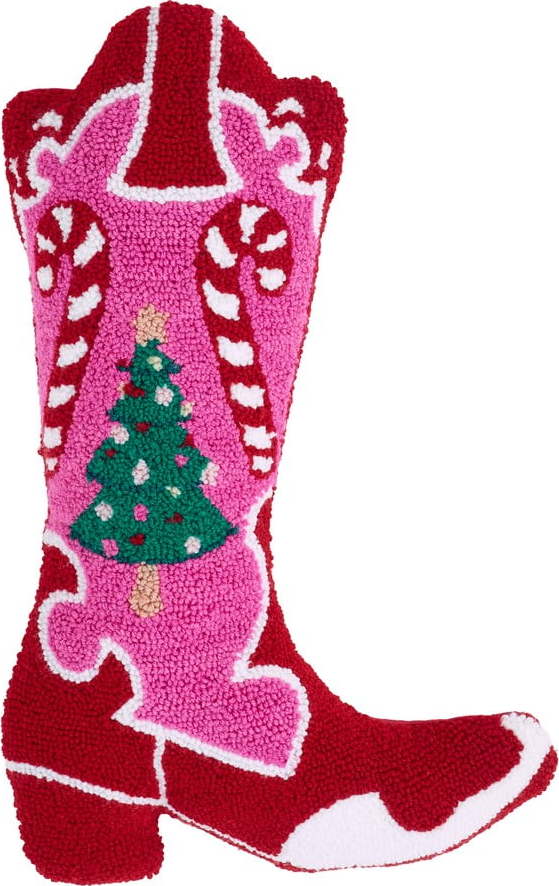 Dekorační polštář s vánočním motivem z materiálu bouclé 48x35 cm Santa's Howdy Christmas Boot – Catherine Lansfield Catherine Lansfield