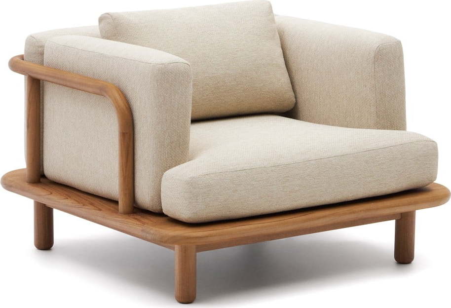 Dřevěné zahradní křeslo v béžové a přírodní barvě Turqueta – Kave Home Kave Home