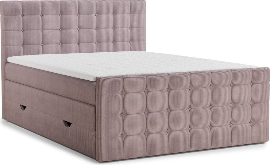 Fialová boxspring postel s úložným prostorem 200x200 cm Tasca – Maison de Rêve Maison de Reve