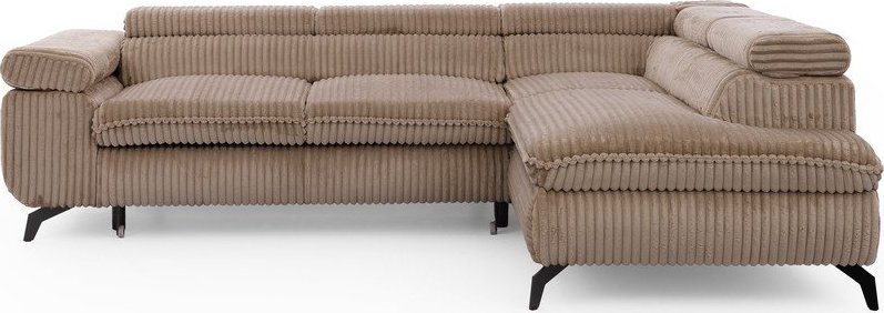 Hnědá manšestrová rohová pohovka (pravý roh/do L) Marbeya – Ropez Ropez