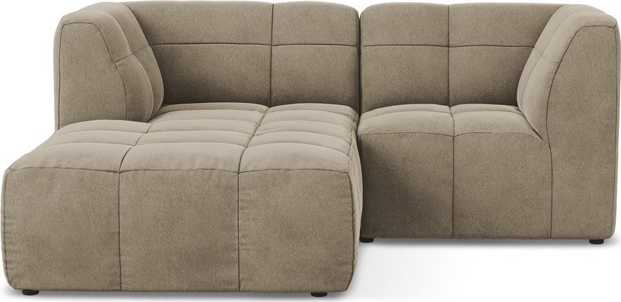 Hnědá sametová rohová pohovka (levý roh/s lenoškou) Aloha – Makamii Makamii