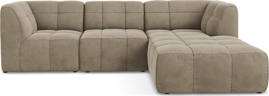 Hnědá sametová rohová pohovka (pravý roh/s lenoškou) Aloha – Makamii Makamii