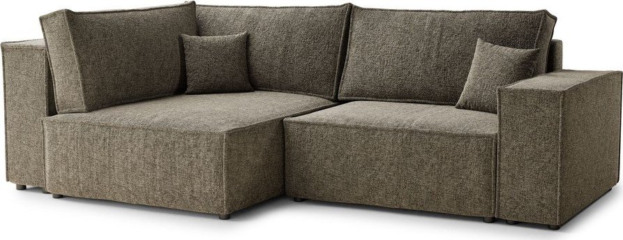 Hnědá žinylková rozkládací/s úložným prostorem rohová pohovka (levý roh/do L) Tonga – Maison de Rêve Maison de Reve