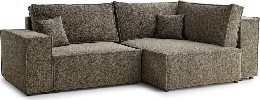 Hnědá žinylková rozkládací/s úložným prostorem rohová pohovka (pravý roh/do L) Tonga – Maison de Rêve Maison de Reve