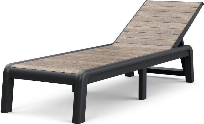 Hnědé plastové polohovací/skládací zahradní lehátko Deco Porto – Keter Keter