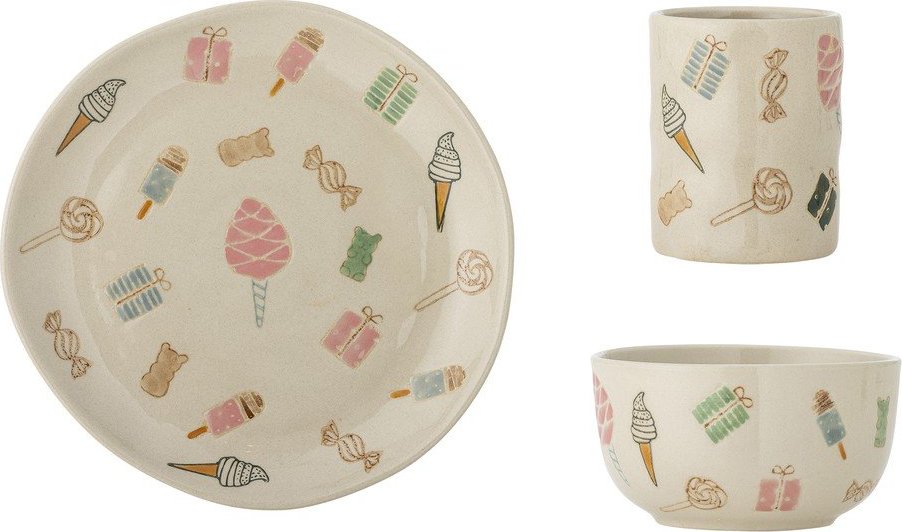 Kameninová dětská jídelní sada 3 ks Sweets – Bloomingville Mini Bloomingville Mini