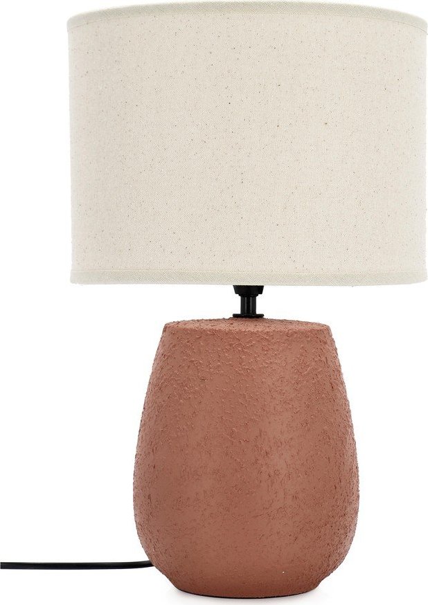 Keramická stolní lampa v terakotové barvě s textilním stínidlem (výška 41
