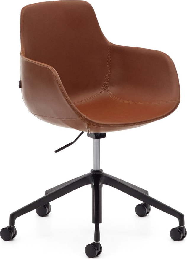 Koňakově hnědá kancelářská židle z imitace kůže Tissiana – Kave Home Kave Home