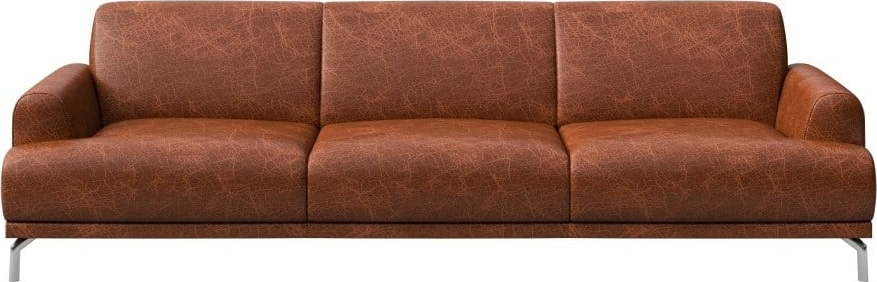 Koňakově hnědá kožená pohovka 240 cm Puzo - II. jakost – MESONICA MESONICA