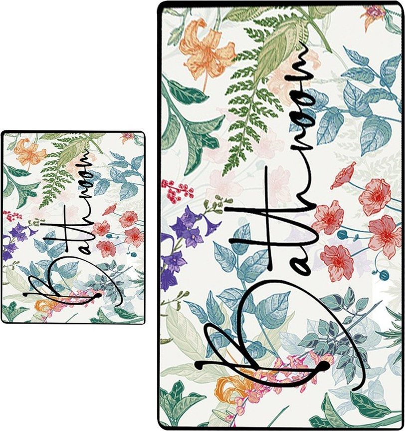 Koupelnové předložky v sadě 2 ks 60x100 cm Green In Flower – Foutastic Foutastic