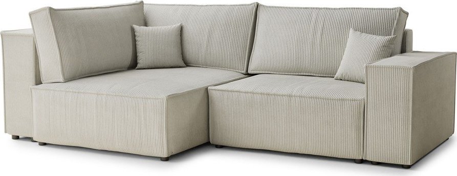 Krémová manšestrová rozkládací/s úložným prostorem rohová pohovka (levý roh/do L) Tonga – Maison de Rêve Maison de Reve